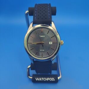 2016 Timex Date‎ 39mm Men's Quartz Watch New Rubber Strap SS Deployment Clasp